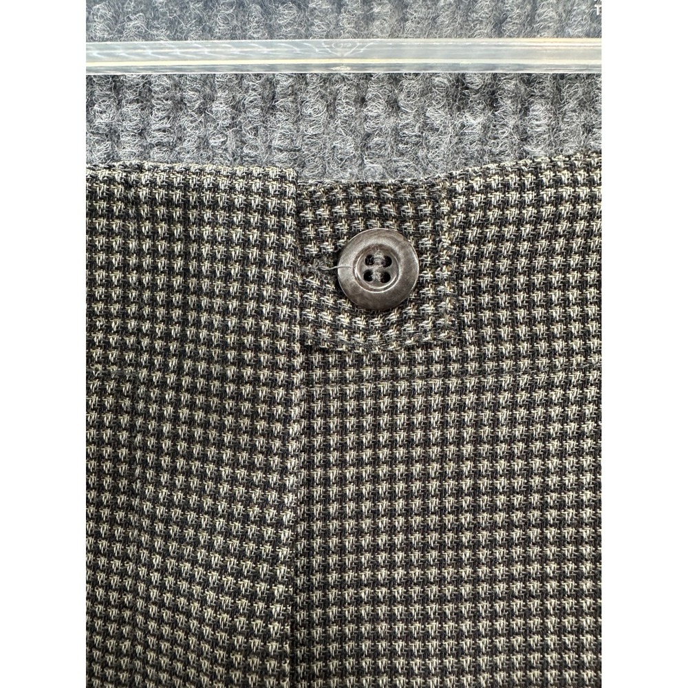 Zanella Trousers Women 10 Brown Excellent Wool Pleated Houndstooth Hepburn/Bis - Picture 3 of 11